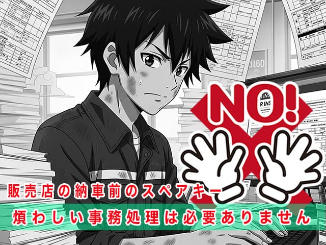 クラシトキーでは販売店の納車前に行うスペアキー作製に煩わしい事務処理は必要ありません