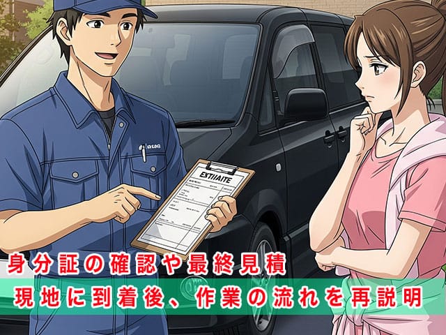 ノアの停まっている現地に到着後、作業の流れを再説明します