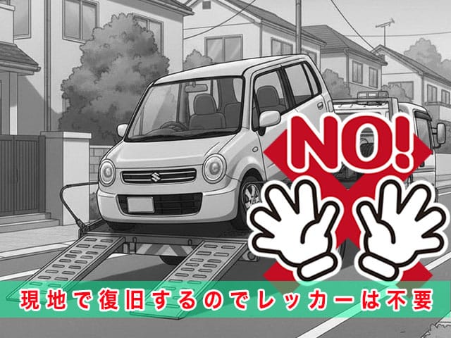 MRワゴンのスマートキー紛失時、現地で復旧するのでレッカーは不要です
