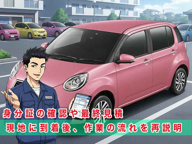 パッソ700系の停まっている現地に到着後、作業の流れを再説明します