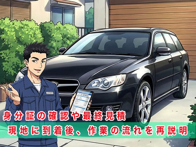 4代目レガシィの停まっている現地に到着後、作業の流れを再説明します