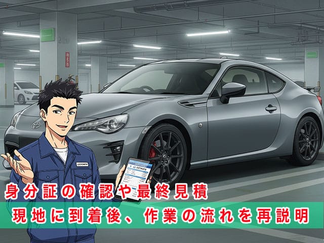 ハチロクZN6後期型の停まっている現地に到着後、作業の流れを再説明します