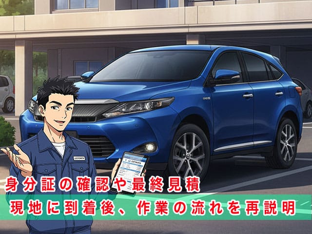 60系ハリアーの停まっている現地に到着後、作業の流れを再説明します