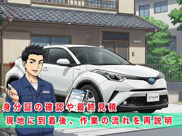 C-HRの停まっている現地に到着後、作業の流れを再説明します